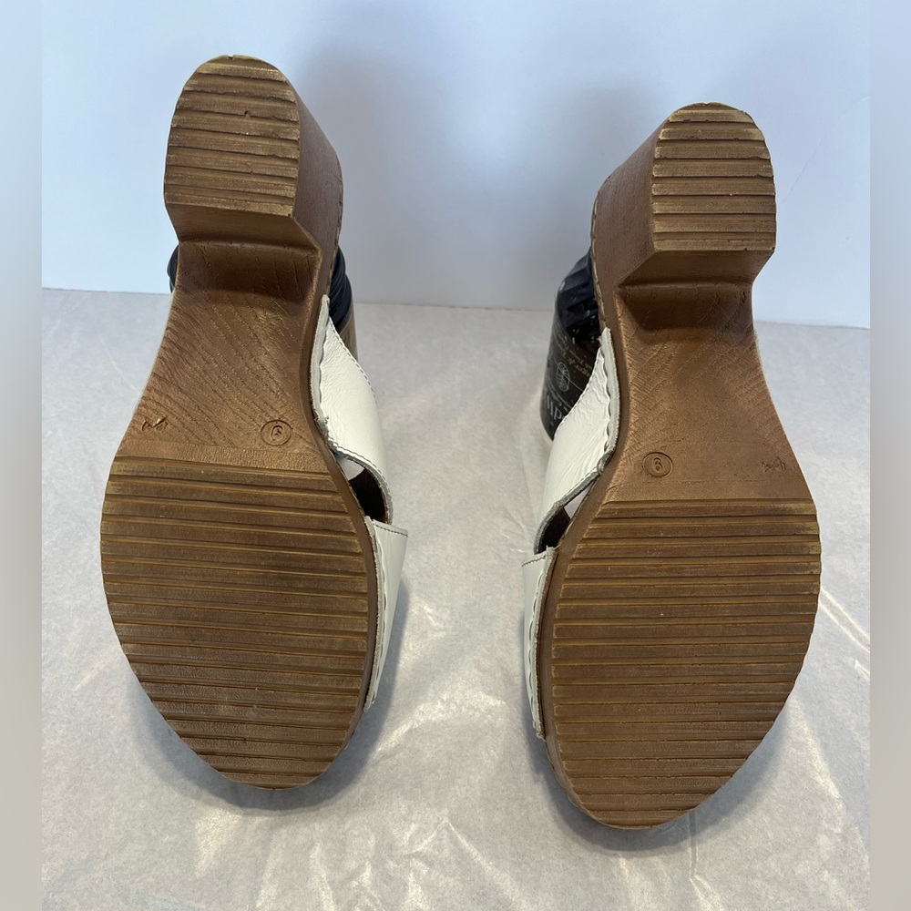 White Mountain Moon Chunky Platform Sandals Sz 9 White Criss Cross Leather Strap - Picture 3 of 10